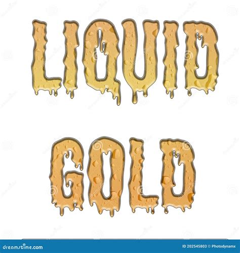 Dripping Wet Water Liquid Gold Metal Hot Melting Melt Wet Font Words Text Typography Heading