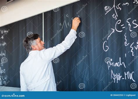 Senior Professor Writing On The Board Stock Image Image Of