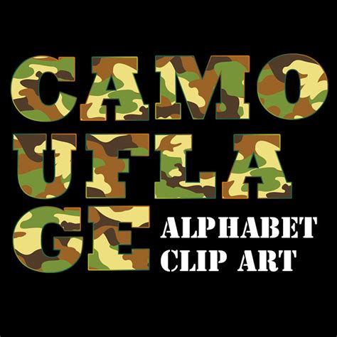 Camo Digital Alphabet Camouflage Pattern Clip Art Letters Etsy