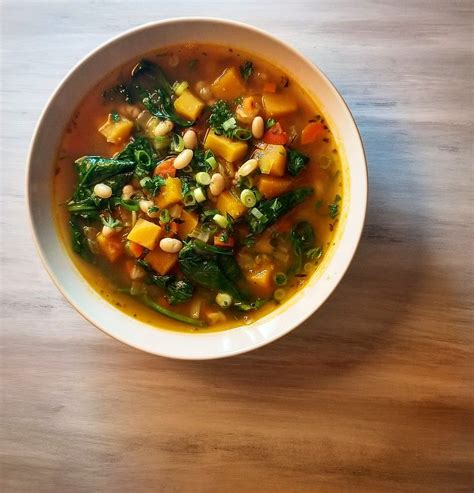 Butternut Squash Kale And White Bean Soup Powered With Plants