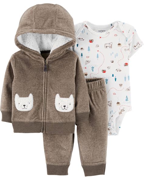 3 Piece Bear Little Jacket Set Baby Boy Outfits