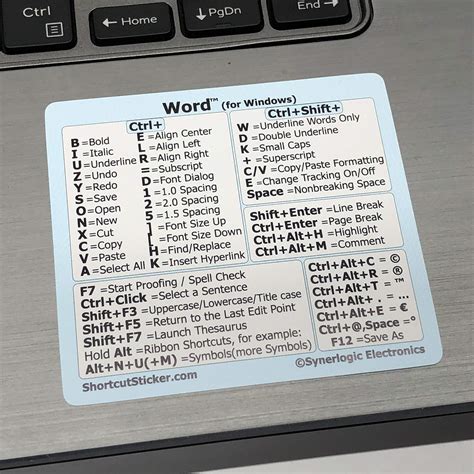 Buy Synerlogic Microsoft Word For Windows Cheat Sheet Reference Guide