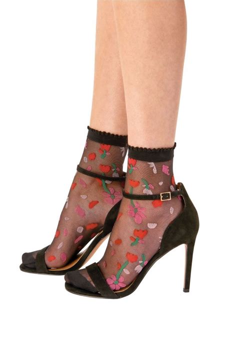 Sheer Floral Anklet Socks Awk