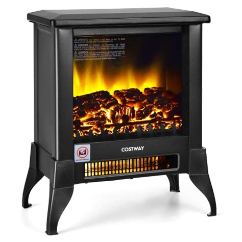 Costway 18 Electric Fireplace Stove Freestanding Heater W Flame