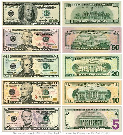 Printable 5 Dollar Bills