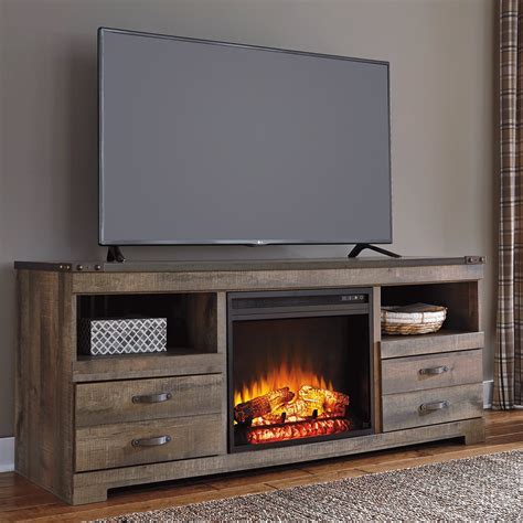 Trinell Entertainment Unit with Fireplace | Fireplace tv stand