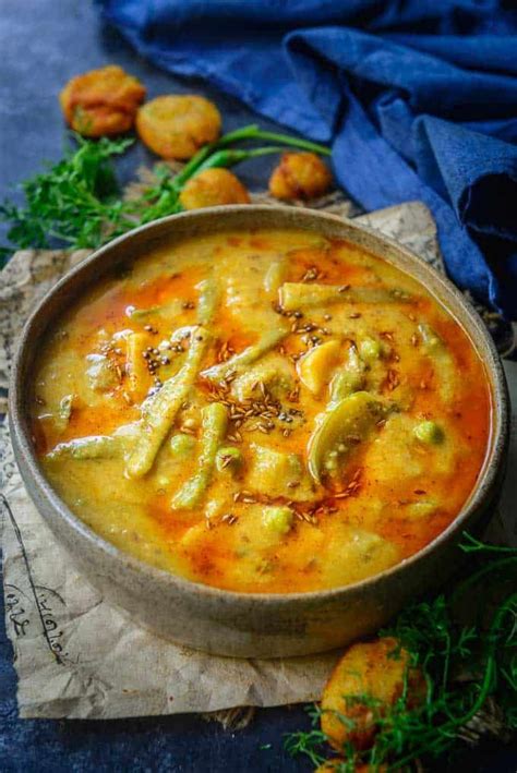 Sindhi Kadhi Recipe Vadouvan Cooking Ingredients Tomato Curry
