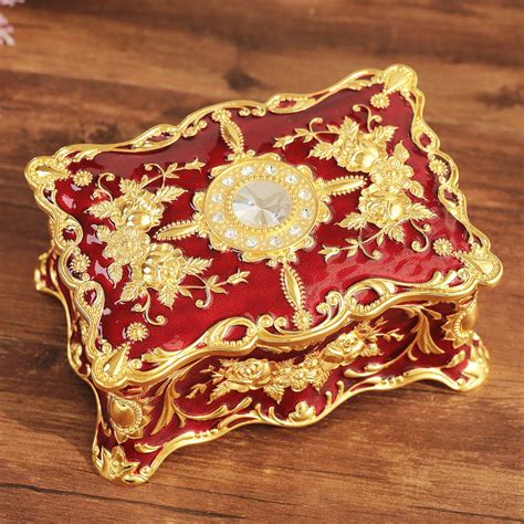 Intricate Gold Red Antique Jewelry Chest Jewelry Boxes For Sale Kids