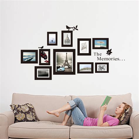 10x Picture Photo Frame Wall Mural Black Frames Sticker Vinyl Decal