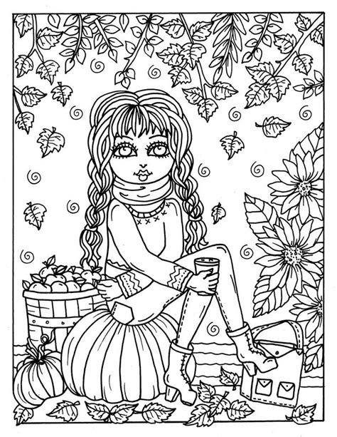 7 Pages Fall Girls Digital Coloring Pages Digi Color Page Etsy