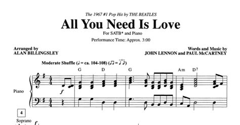 All You Need Is Love Arr Alan Billingsley Satb Choir Print Now