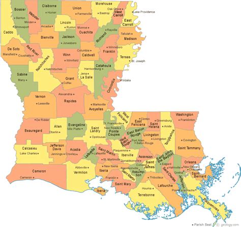 Map Of Parishes In Louisiana