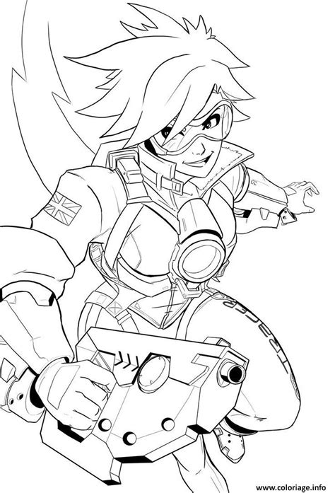 Coloriage Overwatch Tracer Heros Dattaque JeColorie Com