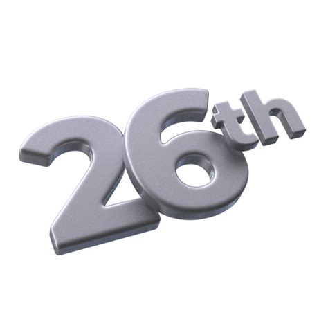 Free Number 26th 3d Rendering With Silver Color 21114583 Png With