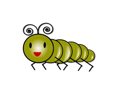 Insect Cute Green Caterpillar Cartoon Stock Illustration Illustration