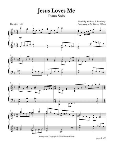 Jesus Loves Me Piano Solo By William B Bradbury Digital Sheet