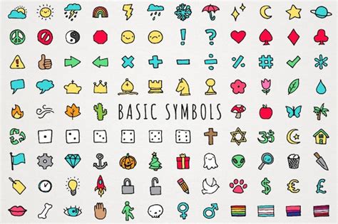 Basic Symbols Icons Clipart Set Etsy