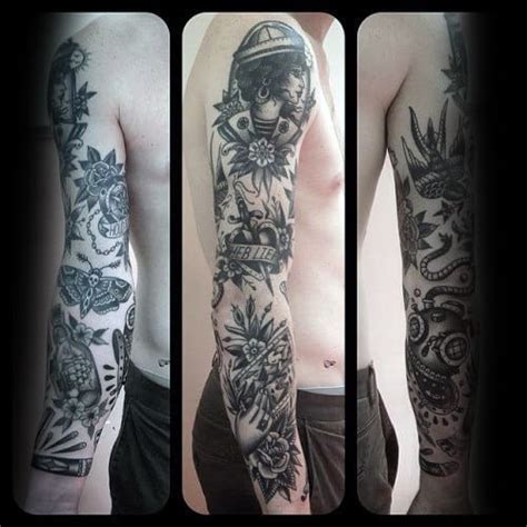 Traditional tattoo designs black and white. Top 60 Traditional Tattoo Sleeve Designs 2020 Update