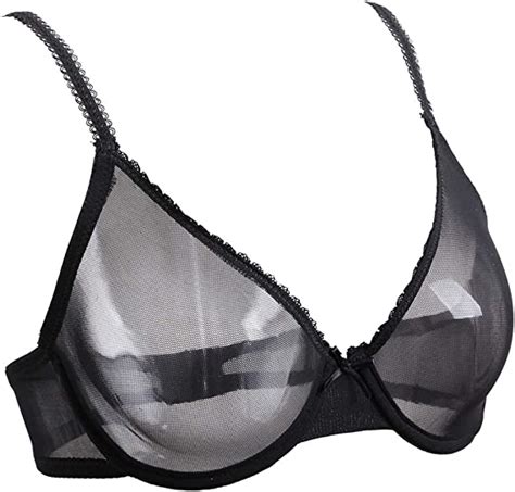 Womens Sheer Mesh Bra See Through Unlined Sexy Lace Bralette Underwire