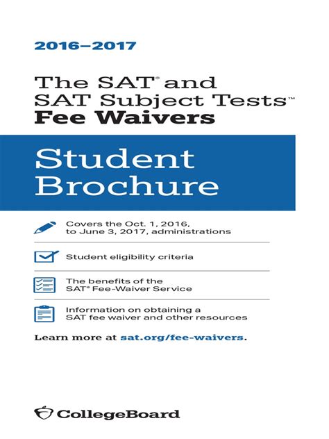 Sat Fee Waiver Student Brochurepdf Sat Student Financial Aid In