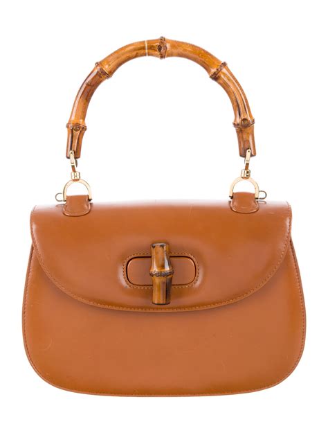 Gucci Vintage Bamboo Top Handle Bag Brown Satchels Handbags