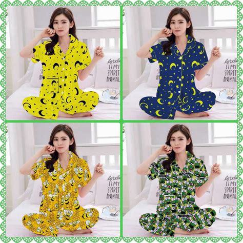 Jual Baju Tidur Piyama Wanita Fashion Mkcpa Motif Karakter Bahan Katun