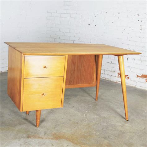 Vintage Mid Century Modern Paul Mccobb Planner Group Desk With Cane Modesty Panel Warehouse 414