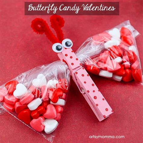 Clothespin Candy Butterfly Valentines Fun Diy Treat Bags Valentines