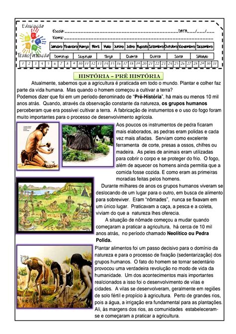 Atividades Pré História 6 Ano