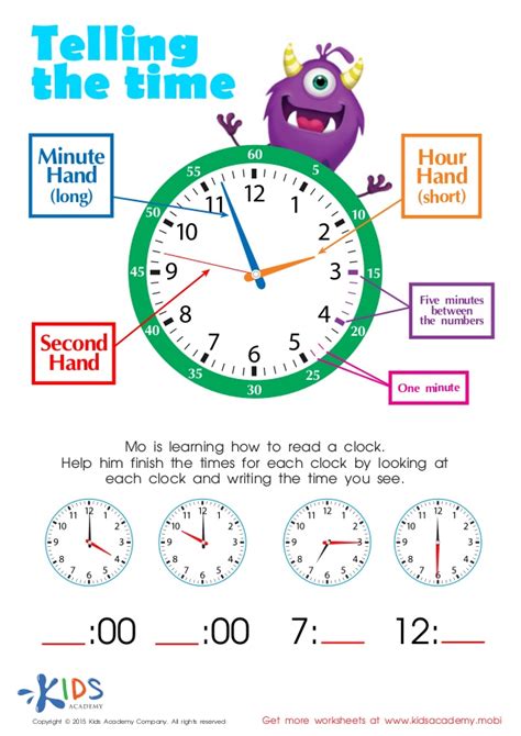 Learn To Tell Time Printable Worksheets For Kids