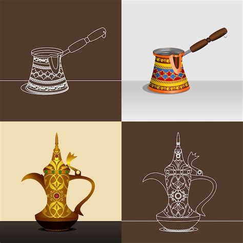 Premium Vector Cezve And Dallah Coffee Pots Illustration