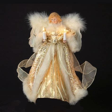 Shop 10 Lighted Fluffy Winged White And Gold Angel Christmas Tree