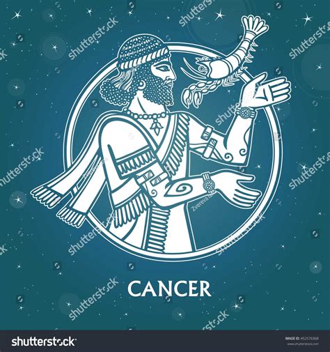 Zodiac Sign Cancer Character Sumerian Mythology Stock Vector Royalty