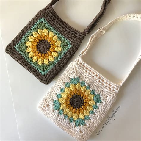 Crochet Sunflower Purse With Crossbody Adjustable Strap Etsy