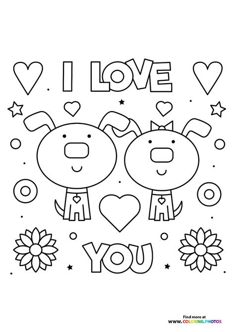 I Love You Valentines Doodle Coloring Pages For Kids