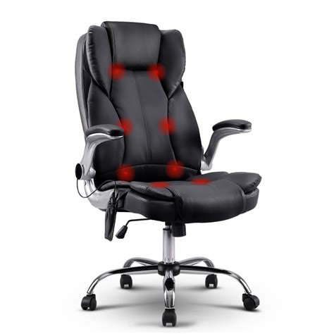 artiss massage office chair 8 point pu leather office chair black