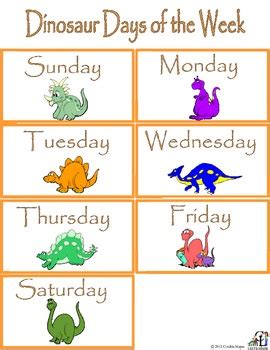 Days of the week worksheets. Dinosaur Days of the Week--Add on for the Calendar Set by ...