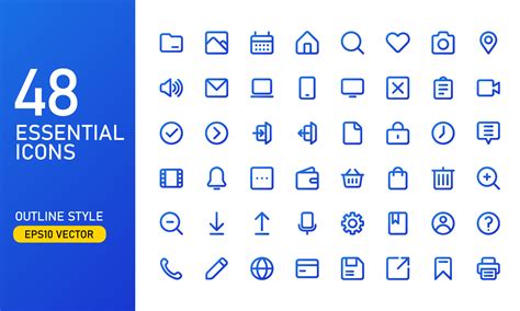 A Collection Of Frequently Used Essential Icons Suitable For Design