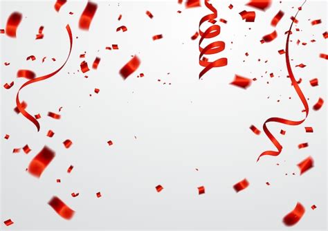 Premium Vector Confetti And Red Ribbons Celebration Background