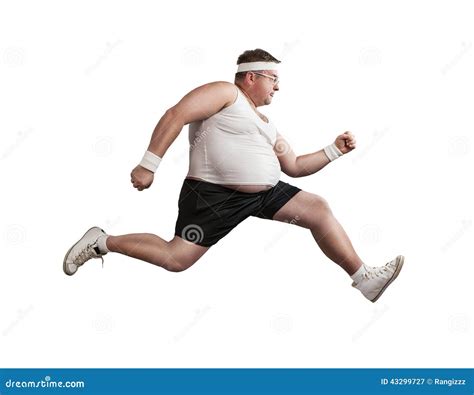Funny Overweight Man On The Run Royalty Free Stock Image