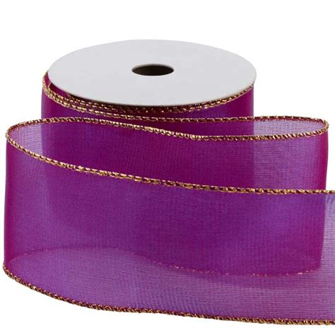 2 12 Purple And Gold Chameleon Organza Wired Ribbon Ribbon And