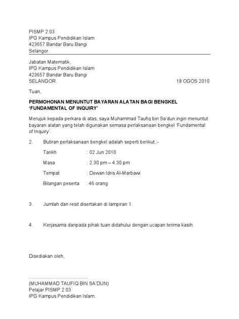 2a dari pihak kedua sejumlah rp. Surat Tuntutan Bayaran Balik Gaji