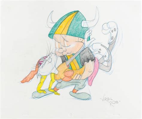 Bugs Bunny And Elmer Fudd Original Drawing By Virgil Ross 3757609439