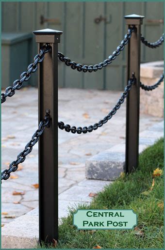 Your iron post stock images are ready. Decorative Landscape Post and Chain, Black Commercial Grade