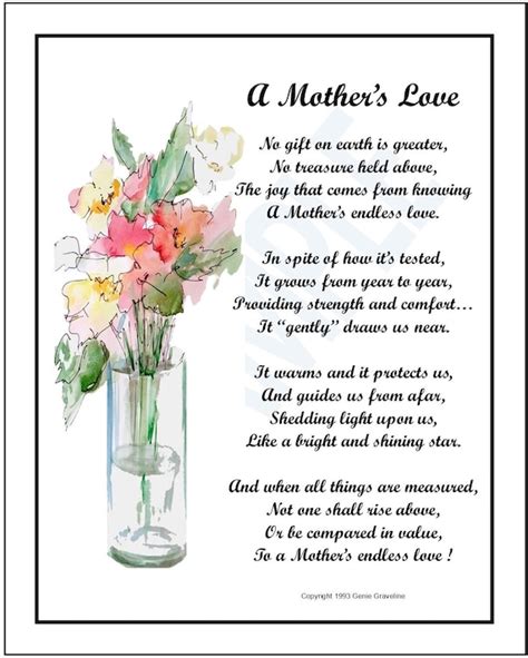 A Mothers Love Digital Download Mother Poem Mother Etsy