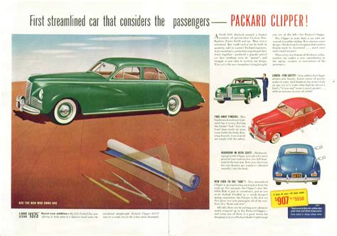 First Streamlined Car That Considers The Passengers Packard Clipper Ad 1941