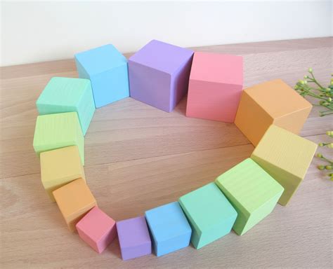 Wooden Blocks Pastel Rainbow Blocks Wood Stacking Toy Etsy