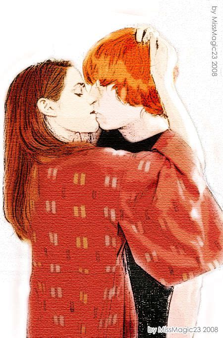 Ron And Hermione Kiss Ron And Hermione Hermione Fan Art Harry Potter Couples