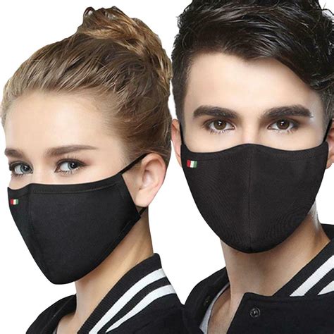 Black Plain Adjustable Strap Face Mask Protective Washable Reusable