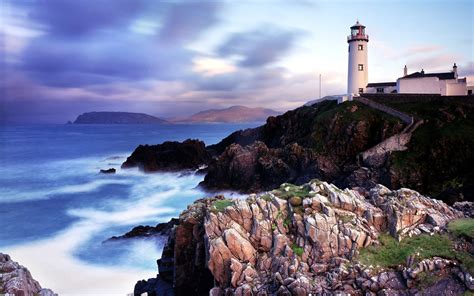 Lighthouse Light Lamp Landscapes Buildings Cliff